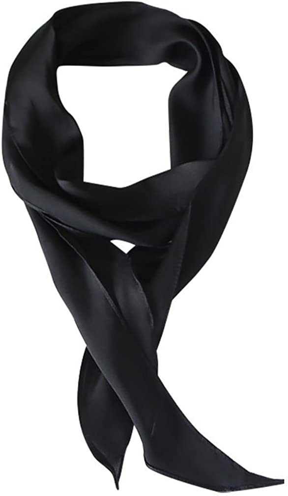 WoWstyle Black Long Neckerchief, Pure Skinny Scarf Necktie 50's Costume  Party Black Silk Scarf Belts Ribbon Neck Scarf 